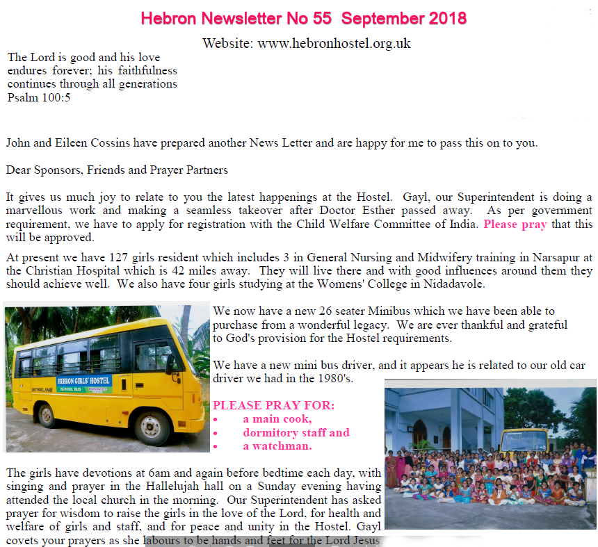 Hebron newsletter no. 55 September 2018 (upper)