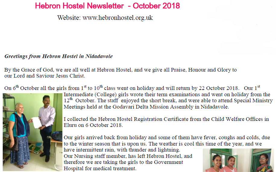 Hebron newsletter no. 56 October 2018 (upper)